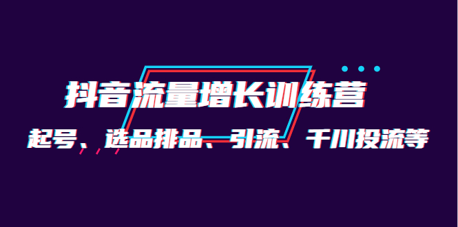 【副业项目4335期】月销1.6亿实操团队·抖音流量增长训练营：起号、选品排品、引流 千川投流等-小白副业网