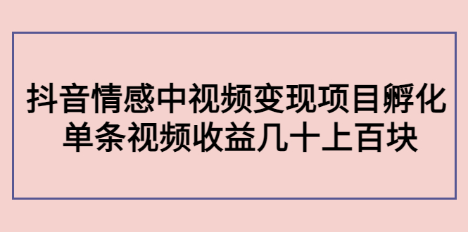【副业项目4562期】黄岛主副业孵化营第5期：抖音情感中视频变现项目孵化 单条视频收益几十上百-小白副业网