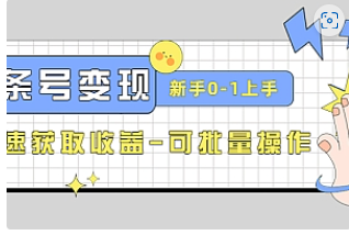 【副业项目4839期】2023头条号实操变现课：新手0-1轻松上手，快速获取收益-可批量操作-小白副业网