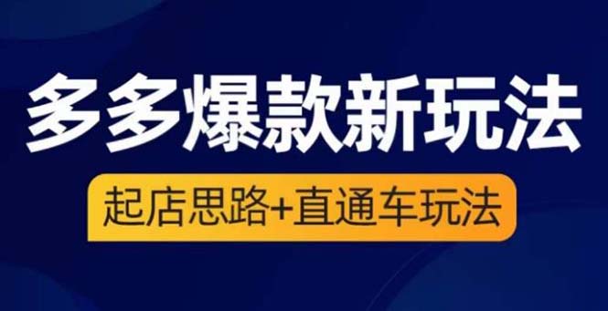【副业项目6039期】2023拼多多爆款·新玩法：起店思路+直通车玩法（3节精华课）-小白副业网