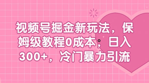【副业项目7045期】视频号掘金新玩法，保姆级教程0成本，日入300+，冷门暴力引流-小白副业网
