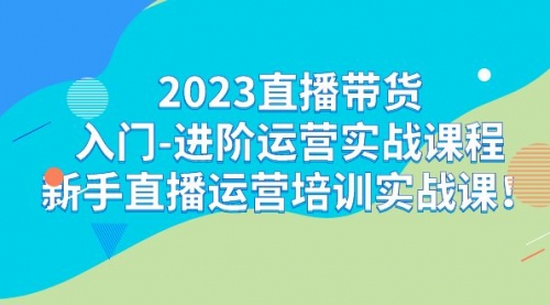 【副业项目7300期】2023直播带货入门-进阶运营实战课程：新手直播运营培训实战课-小白副业网