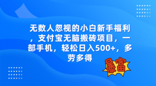 【副业项目8111期】无数人忽视的项目，支付宝无脑搬砖项目，一部手机即可操作，轻松日入500+-小白副业网