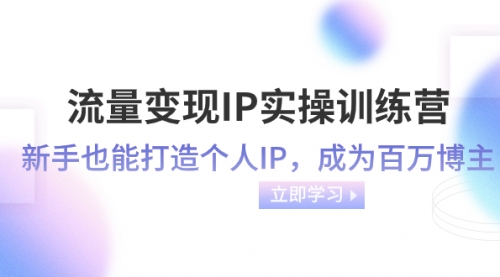 【副业项目8349期】流量变现-IP实操训练营：新手也能打造个人IP，成为百万博主-小白副业网
