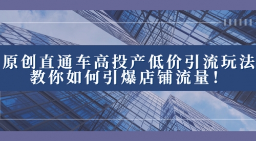 【副业项目8402期】2023直通车高投产低价引流玩法，教你如何引爆店铺流量！-小白副业网