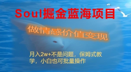 【副业8669期】Soul掘金蓝海项目细分赛道，做情感价值变现，月入2w+不是问题-小白副业网