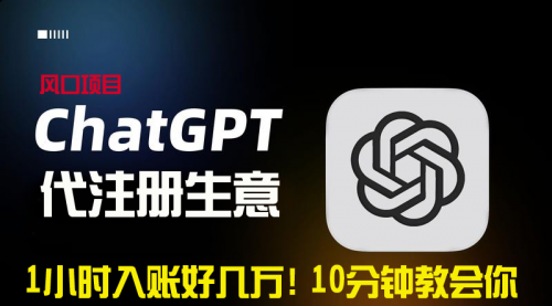【副业9015期】一小时入账好几万！利润大到吓人的ChatGPT代注册小生意-小白副业网