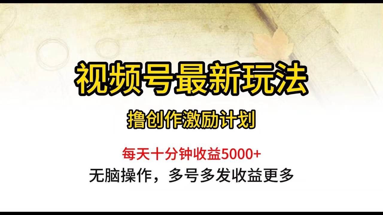 视频号最新玩法，每日一小时月入5000+-小白副业网