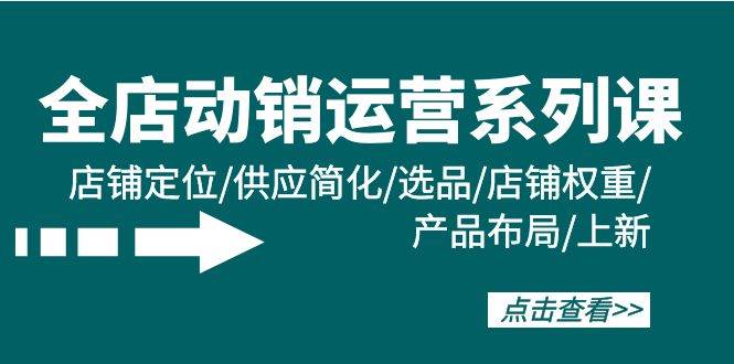 全店·动销运营系列课：店铺定位/供应简化/选品/店铺权重/产品布局/上新-小白副业网