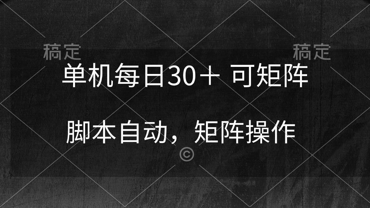 单机每日30＋ 可矩阵，脚本自动 稳定躺赚-小白副业网