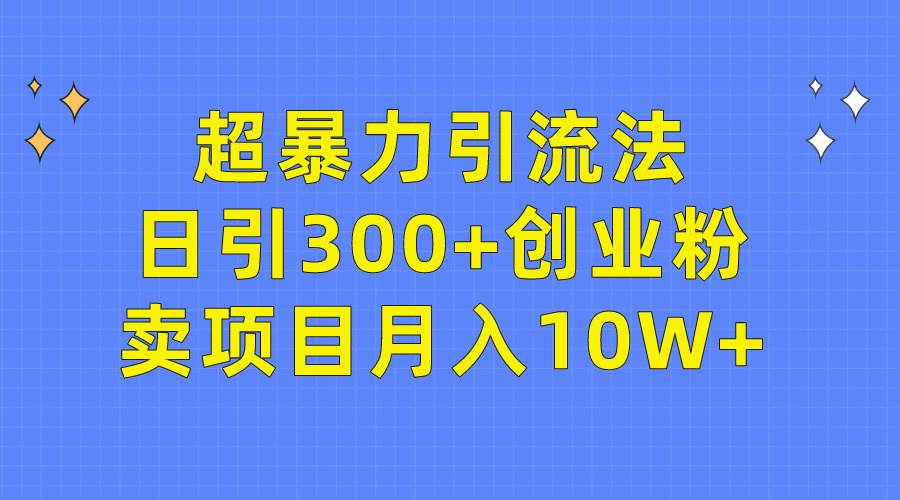 超暴力引流法，日引300+创业粉，卖项目月入10W+-小白副业网