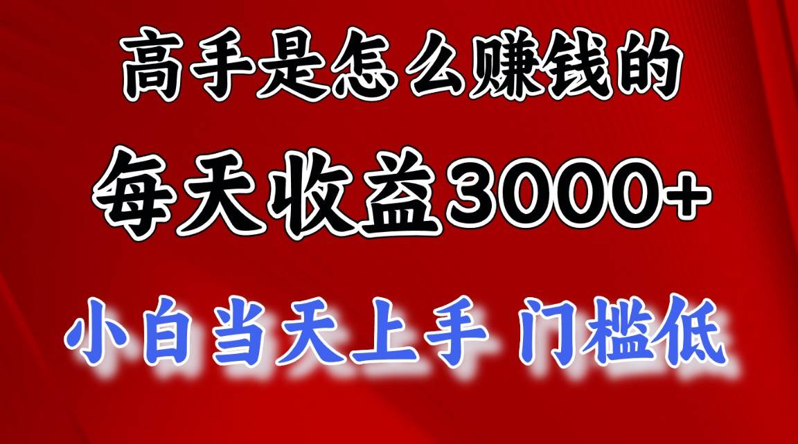 高手是怎么赚钱的，一天收益3000+ 这是穷人逆风翻盘的一个项目，非常…-小白副业网