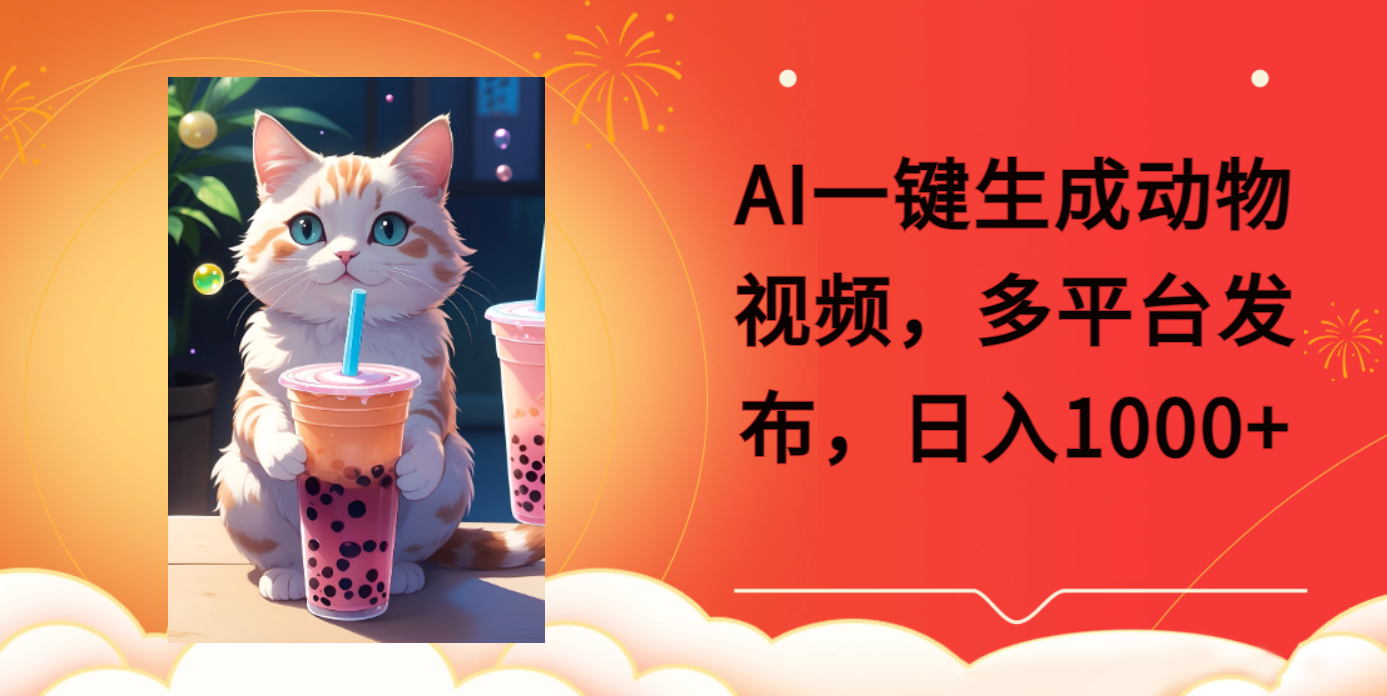 AI一键生成动物搞笑视频，多平台发布，轻松破千万播放，日入2000+-小白副业网