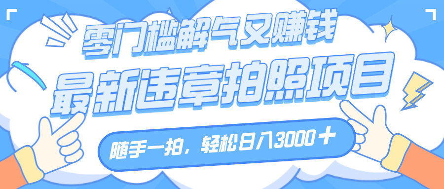 解气又赚钱的项目，随手一拍，轻松收入3000+，最新违章拍照赚钱-小白副业网