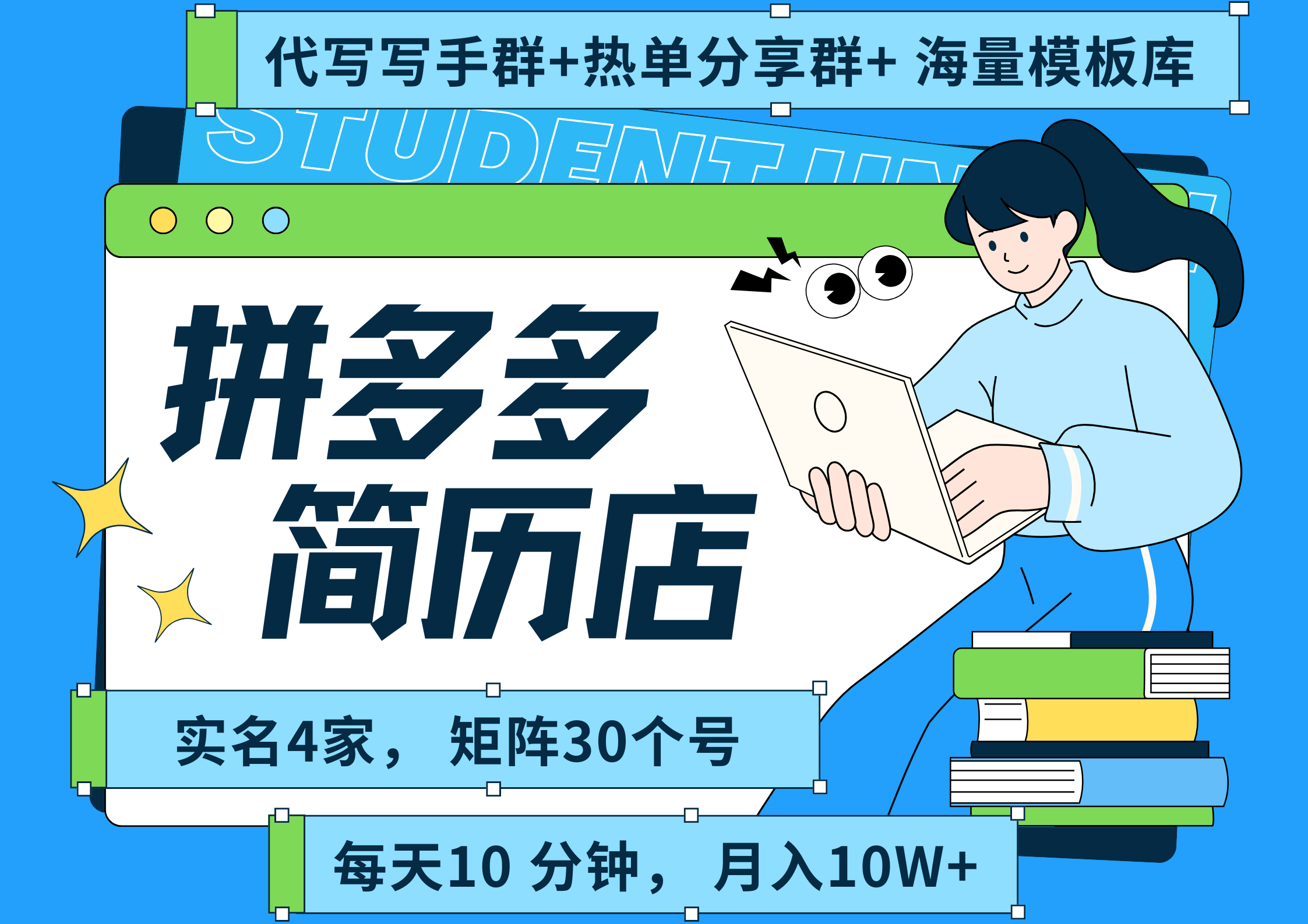 拼多多 虚拟资料 简历 海报代写 全SOP流程 毫无保留分享（含后端资料以及代写渠道）每天十分钟 每人实名四个店  矩阵30个账号  轻轻松松 月入10W-小白副业网