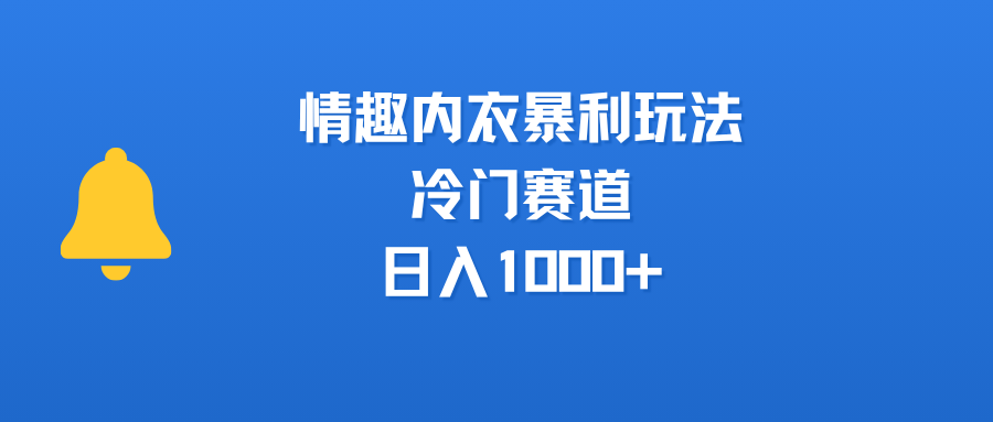 情趣内衣暴利玩法，冷门赛道，日入1000+-小白副业网