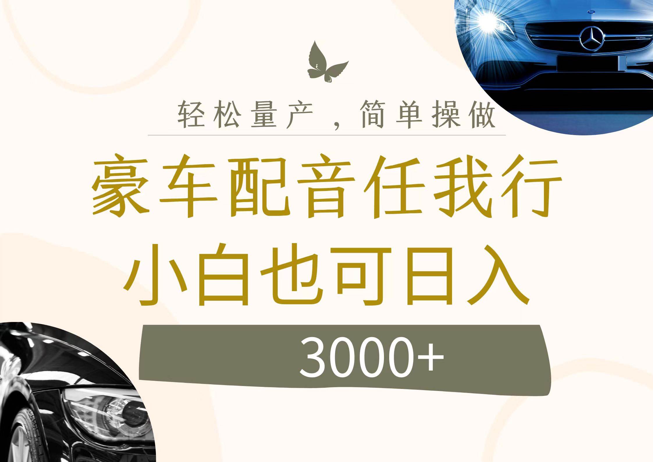 不为人知的暴力小项目，豪车配音，日入3000+-小白副业网
