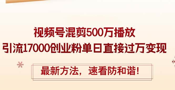 精华帖视频号混剪500万播放引流17000创业粉，单日直接过万变现，最新方…-小白副业网